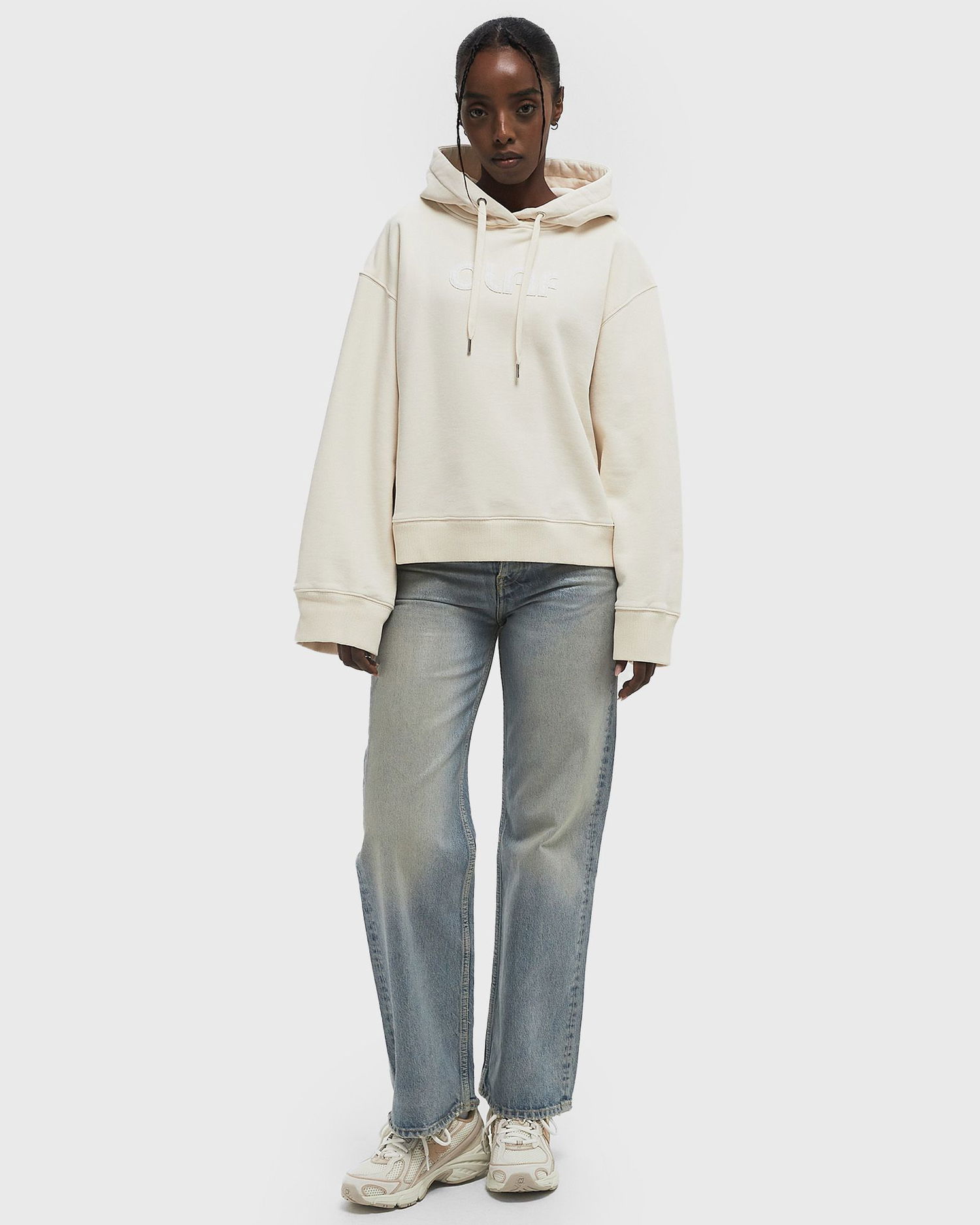 Mikina ØLÅF Olaf Retro Applique Logo Hoodie L Béžová | W200208-OFF-WHITE, 1