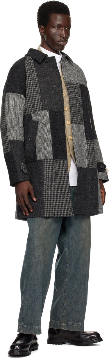 Kabáty BEAMS BEAMS PLUS Bal Collar Patchwork Coat Šedá | 38190054803, 3