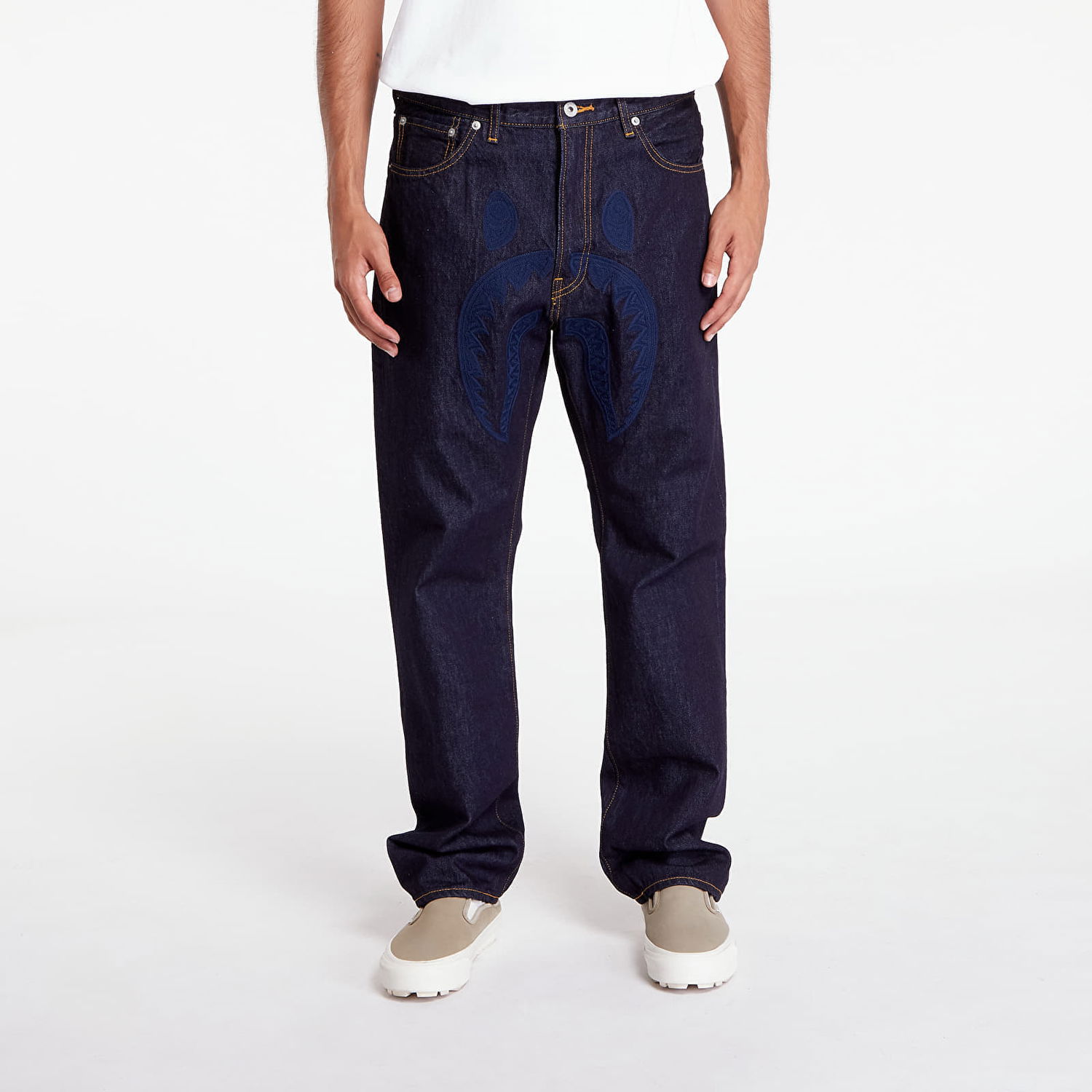 Džínsy BAPE A BATHING APE Shark 13 Oz Denim Pants Indigo Navy | 001DPK801004M ING, 0