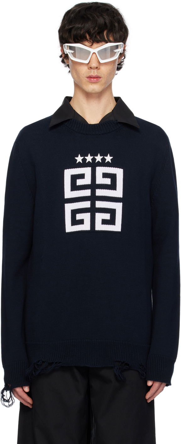 Sveter Givenchy 4G Stars Sweater Navy | BM90NT4ZH6403, 0