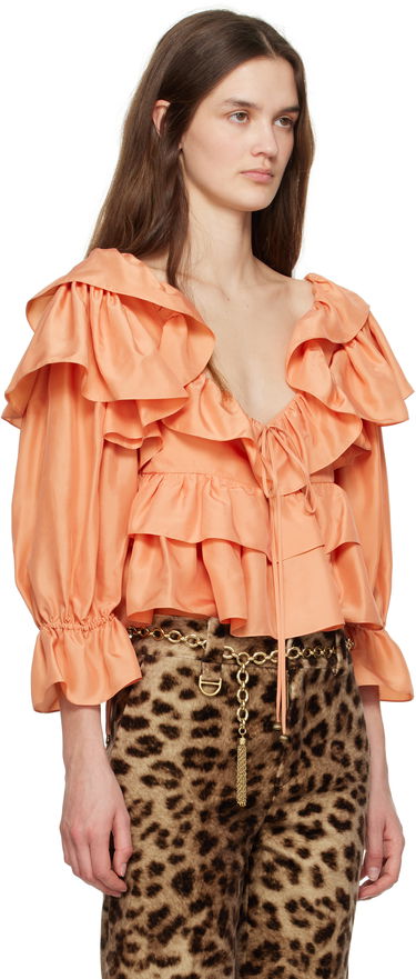 Košeľa CHLOÉ Chloé Cropped Ruffle Blouse Oranžová | CH25SHT16314, 1