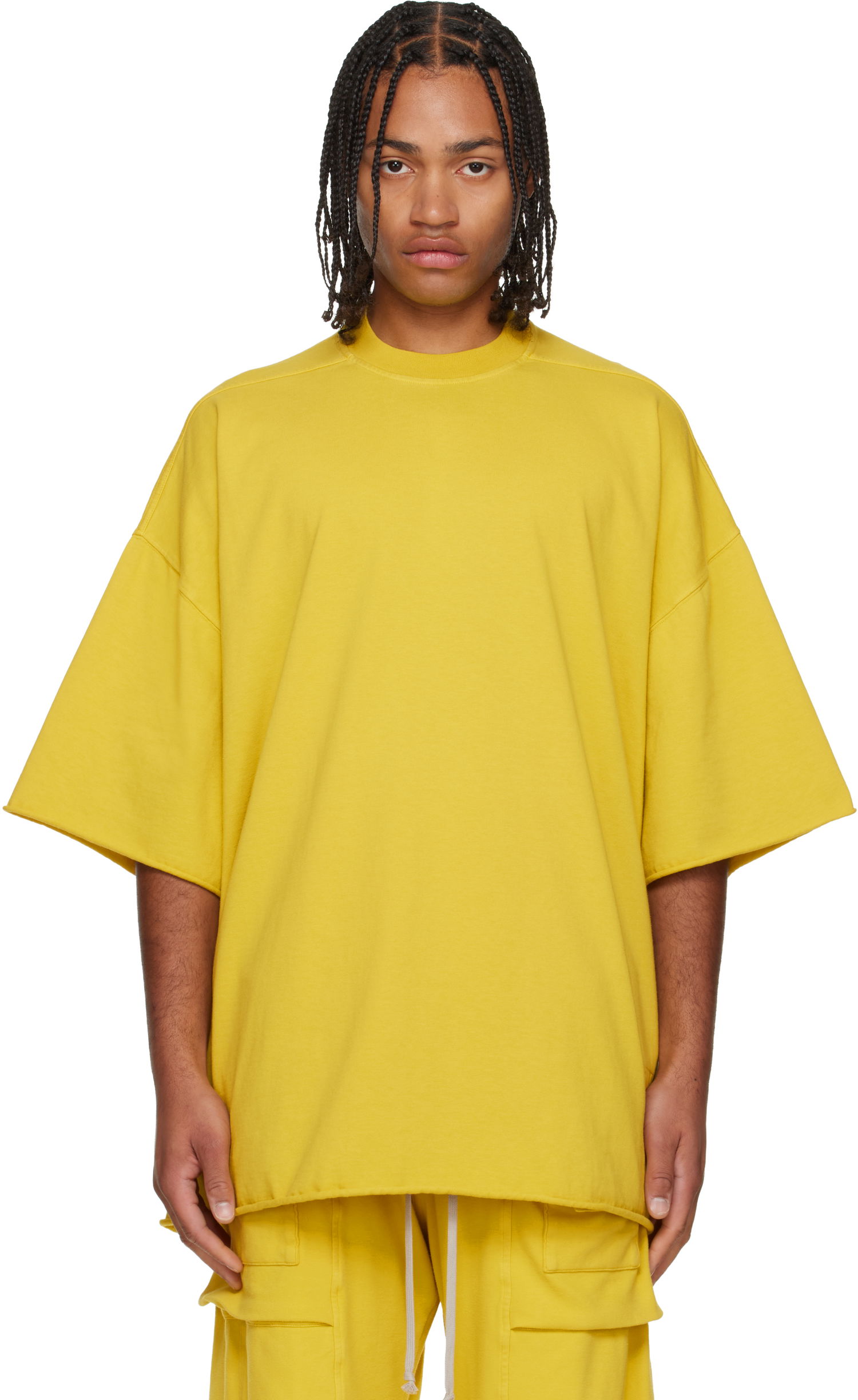 Tričko Rick Owens Concordians Tommy Oversized Raw-Edge Short-Sleeve T-shirt Žltá | DU02E7259 RIG, 0