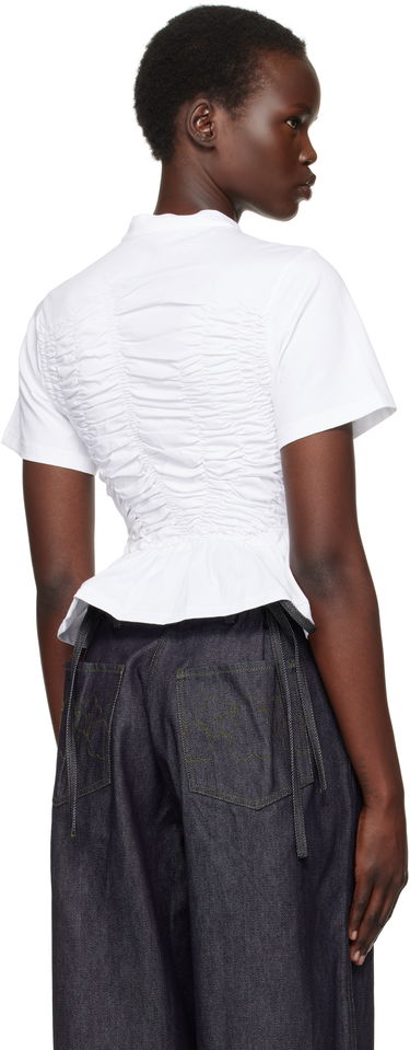 Tričko Cecilie Bahnsen Cecilie Bahnsen Ace Ruffle Peplum T-Shirt Biela | 4.24RTW11002 ACE TOP, 2