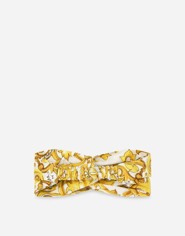 Šál Dolce & Gabbana Dolce & Gabbana Poplin Twisted Headband With Majolica Print Žltá | LB5H09G7EW9H23TN, 2