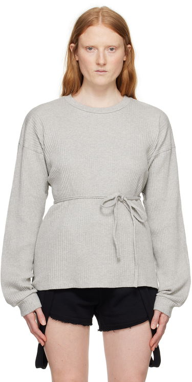 Sveter Baserange Ribbed Long Sleeve Wrap T-Shirt Šedá | FSHL-RIB-000, 0