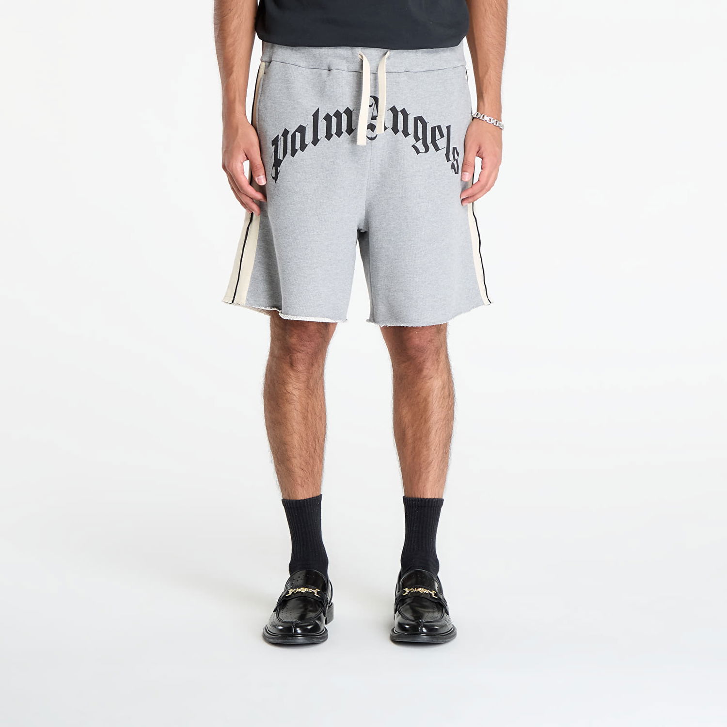 Šortky Palm Angels Palm Angels Curved Logo Track Sweatshorts Šedá | PMCI026F25FLE0010810, 0