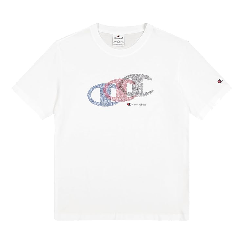 Tričko Champion Short Sleeve T-Shirt with Triple Interlocking C-Logo Graphic Biela | 220773-WW001