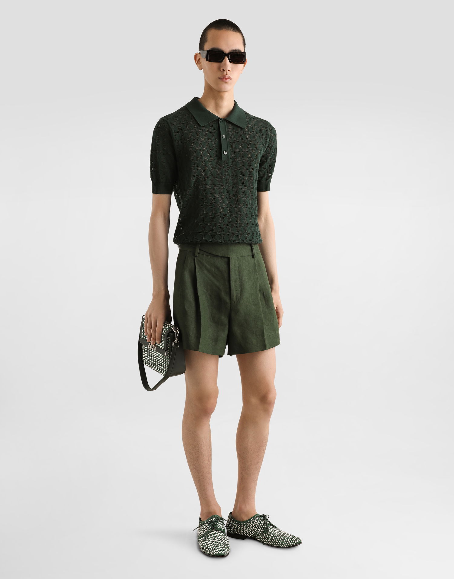 Polo tričko Dolce & Gabbana Dolce & Gabbana Openwork Short-Sleeved Polo Shirt Zelené | GXZ60TJBCFIV7312, 1