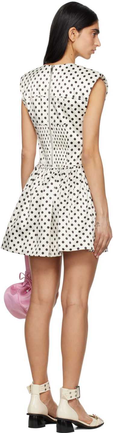 Šaty GANNI GANNI Polka-Dot Satin Corset Minidress Biela | W0363, 2