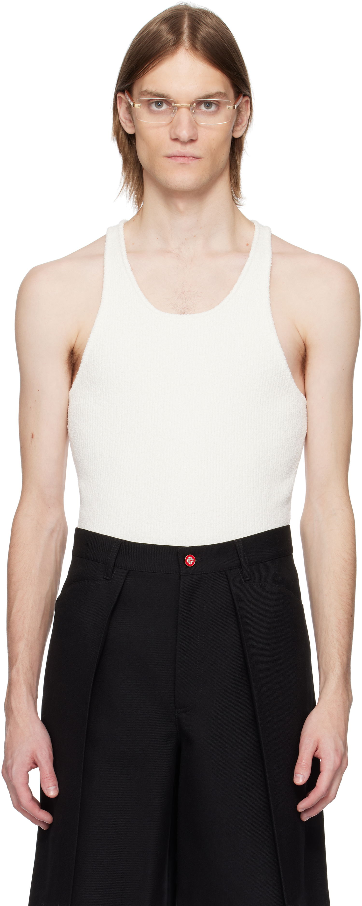 Tielko Casablanca Casablanca Boucle Rib Tank Top Biela | MS25-KW-931-01, 0