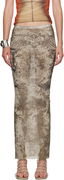 Jean Paul Gaultier Long Medailon Print Mesh Midi Skirt