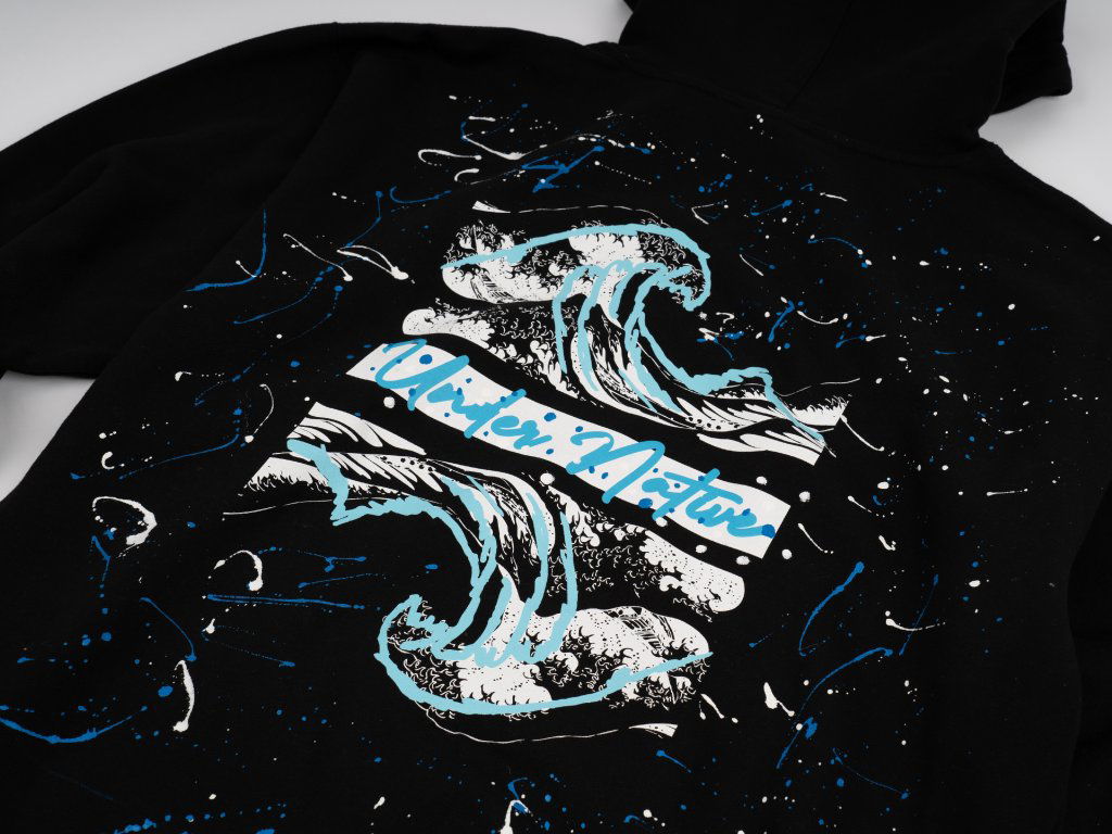 Wave Draws Hoodie Black "Splatter"