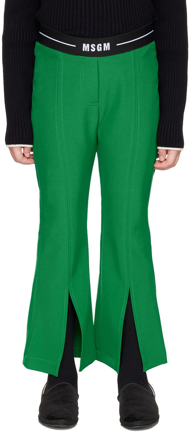 Nohavice MSGM MSGM Kids Flared Trousers Zelené | MS029176, 0