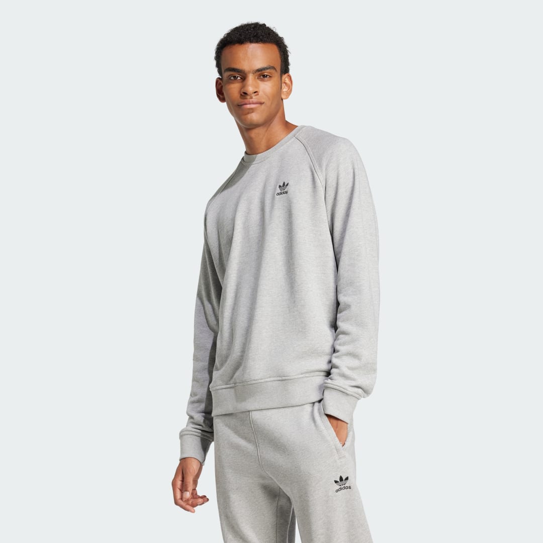 Mikina adidas Performance Trefoil Essentials French Terry Crew Sweatshirt Šedá | JD2413, 0