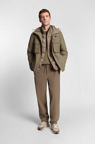 Sveter BOSS Regular-fit sweater with corduroy rib Zelené | 50549989, 1