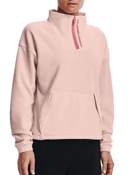 Mikina Under Armour UA Rush Fleece Quarter-Zip Pullover with Kangaroo Pocket Ružová | 1365776-685