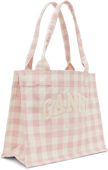 Tote bag GANNI Vichy Check Large Slogan Tote Ružová | A6893, 1