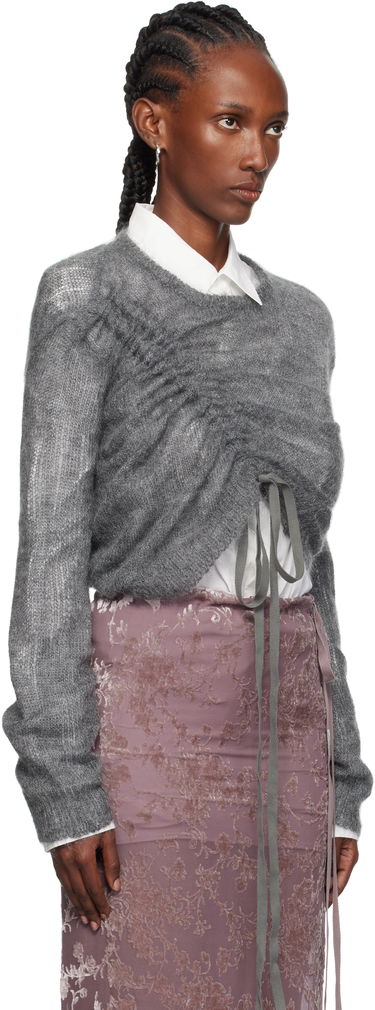 Sveter Ann Demeulemeester Ann Demeulemeester Zinaida Drawstring Sweater Šedá | 2520-W-KN35-KN069-088, 1
