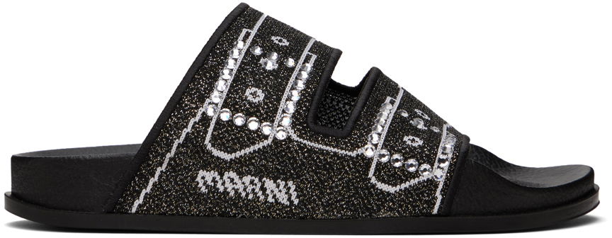 Marni Black Jacquard Sandals