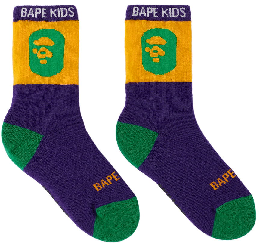 Ponožky BAPE Kids Ape Head Socks Fialová | 001SOI803003K, 0