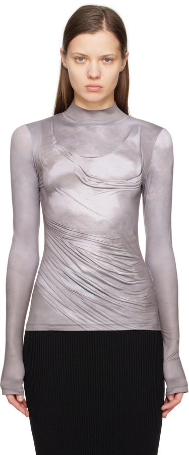 Tričko Balmain Balmain Draped Print T-Shirt Šedá | EF1EK026GE44, 0