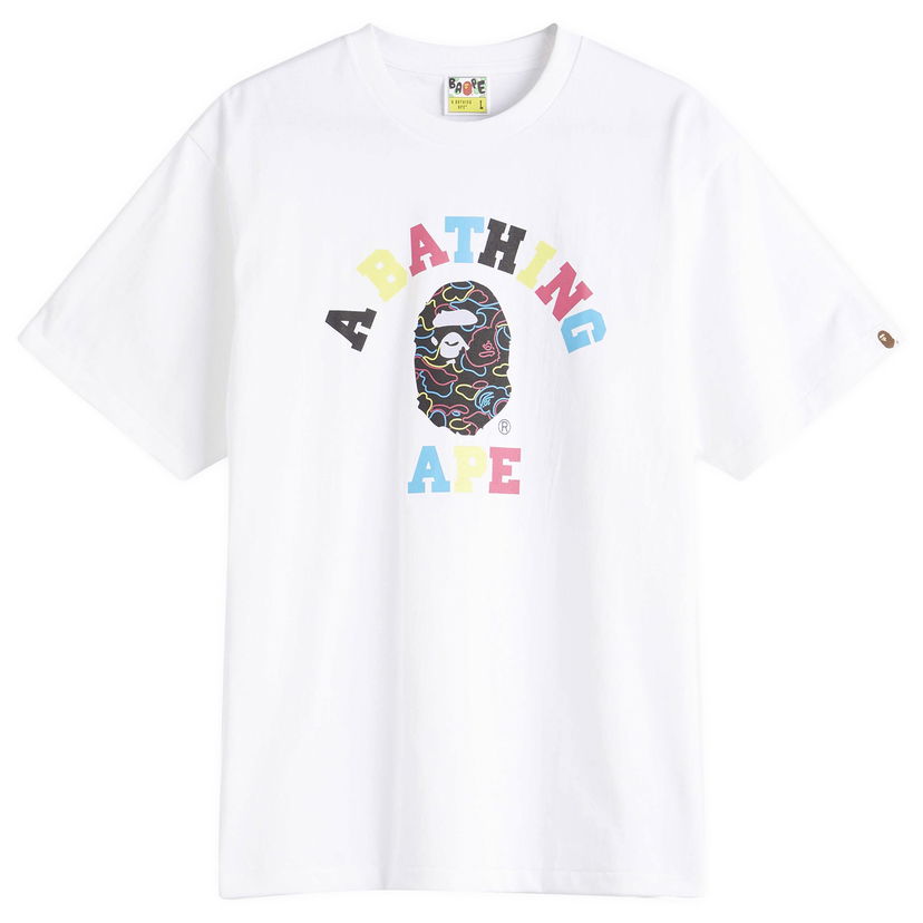 Tričko BAPE Bathing Ape Neon Camo College T-Shirt, Size Large Biela | 001TEL301038M-WHT