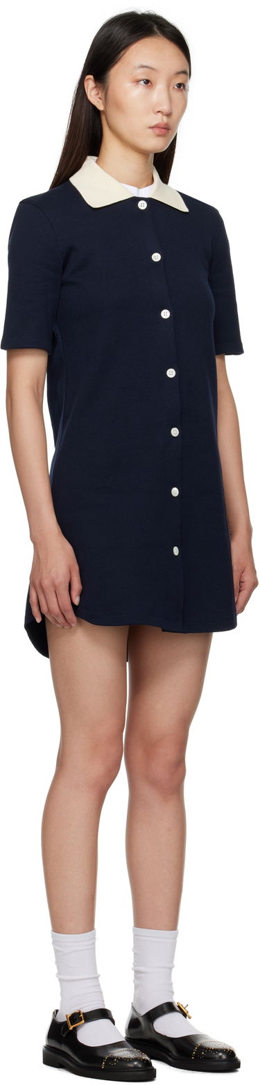 Šaty Thom Browne Thom Browne Double Face Knit Polo Minidress Navy | FJD129A-J0223, 1