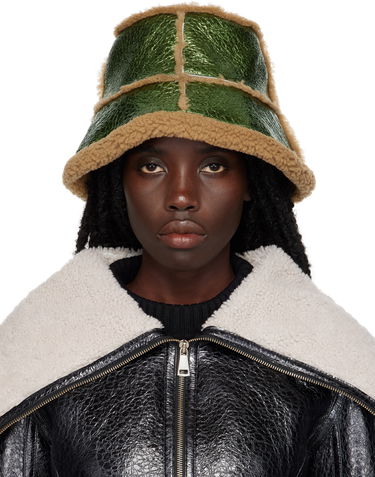 Klobúk Jean Paul Gaultier Gaultier Laminated Faux-Shearling Bucket Hat Zelené | 22/09-U-CC007-L500, 0