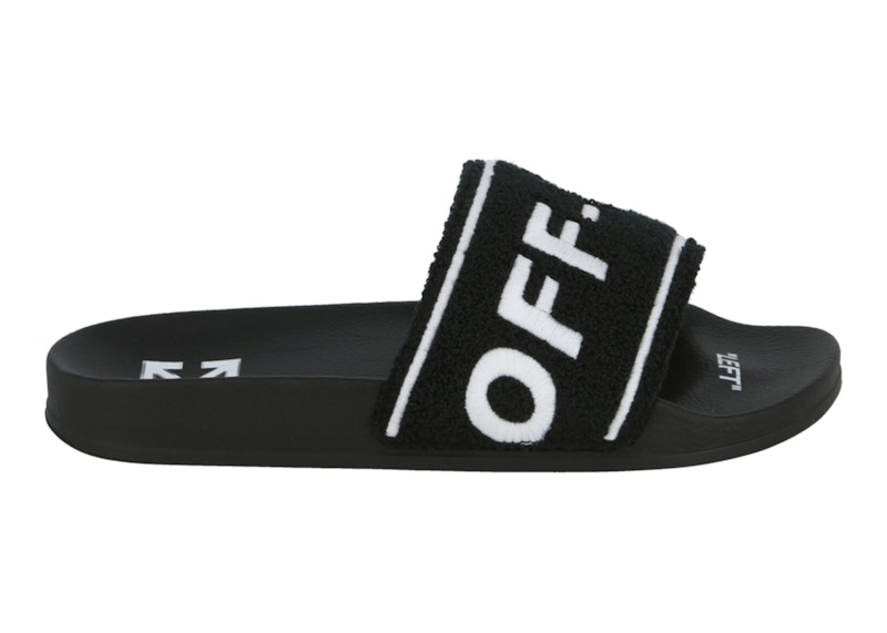 Tenisky a topánky Off-White Logo-Embroidered Terry Slide Black White Čierna | IC001S22 MAT00 31001, 0