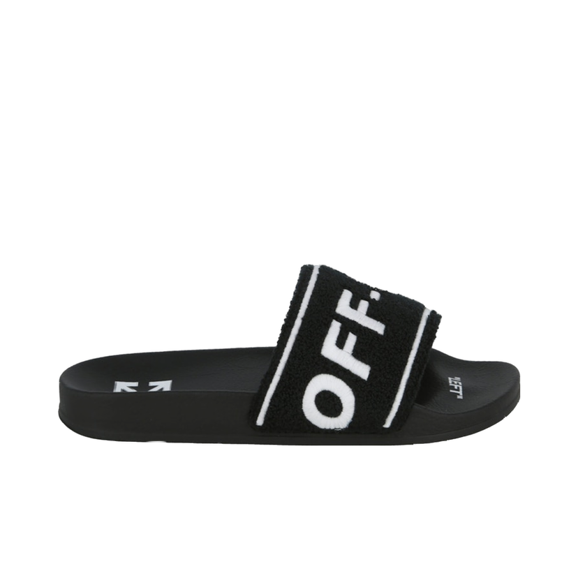 Tenisky a topánky Off-White Logo-Embroidered Terry Slide Black White Čierna | IC001S22 MAT00 31001