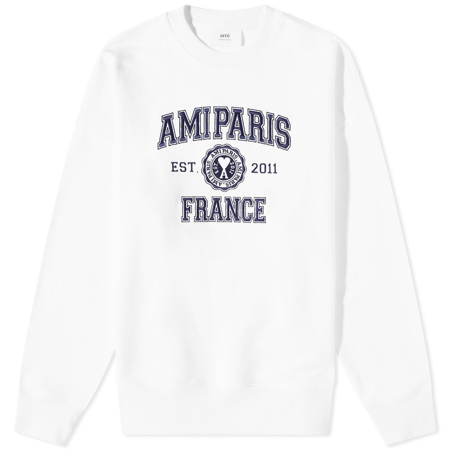 Mikina AMI Paris Varsity Logo Crew Sweat Biela | USW008-747-100, 0