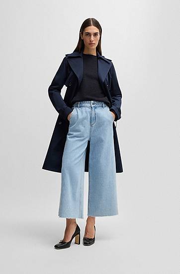 Džínsy BOSS Wide-Leg Cropped Jeans Modrá | 50538120, 1
