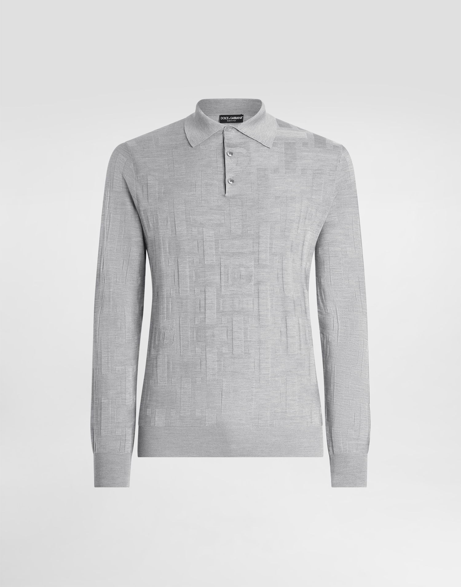 Polo tričko Dolce & Gabbana Dolce & Gabbana Silk Polo-Shirt with Jacquard Logo Šedá | GXZ25TJBSK5V0545, 0