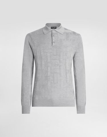 Polo tričko Dolce & Gabbana Dolce & Gabbana Silk Polo-Shirt with Jacquard Logo Šedá | GXZ25TJBSK5V0545, 0