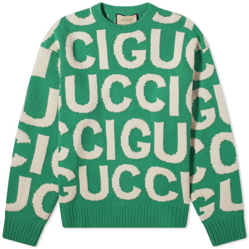 Sveter Gucci Jumbo Logo Intarsia Crewneck Zelené | 763672-XKDLV-3521