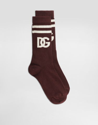 Ponožky Dolce & Gabbana Dolce & Gabbana Fine-Rib Cotton Socks With Logo Vínová | GXS80TJFMLAR0369, 0