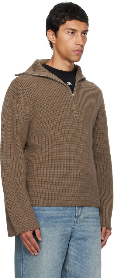 Sveter Courrèges Courrèges Ribbed Wool Trucker Sweater Čierna | 325MPU243FI0036, 4