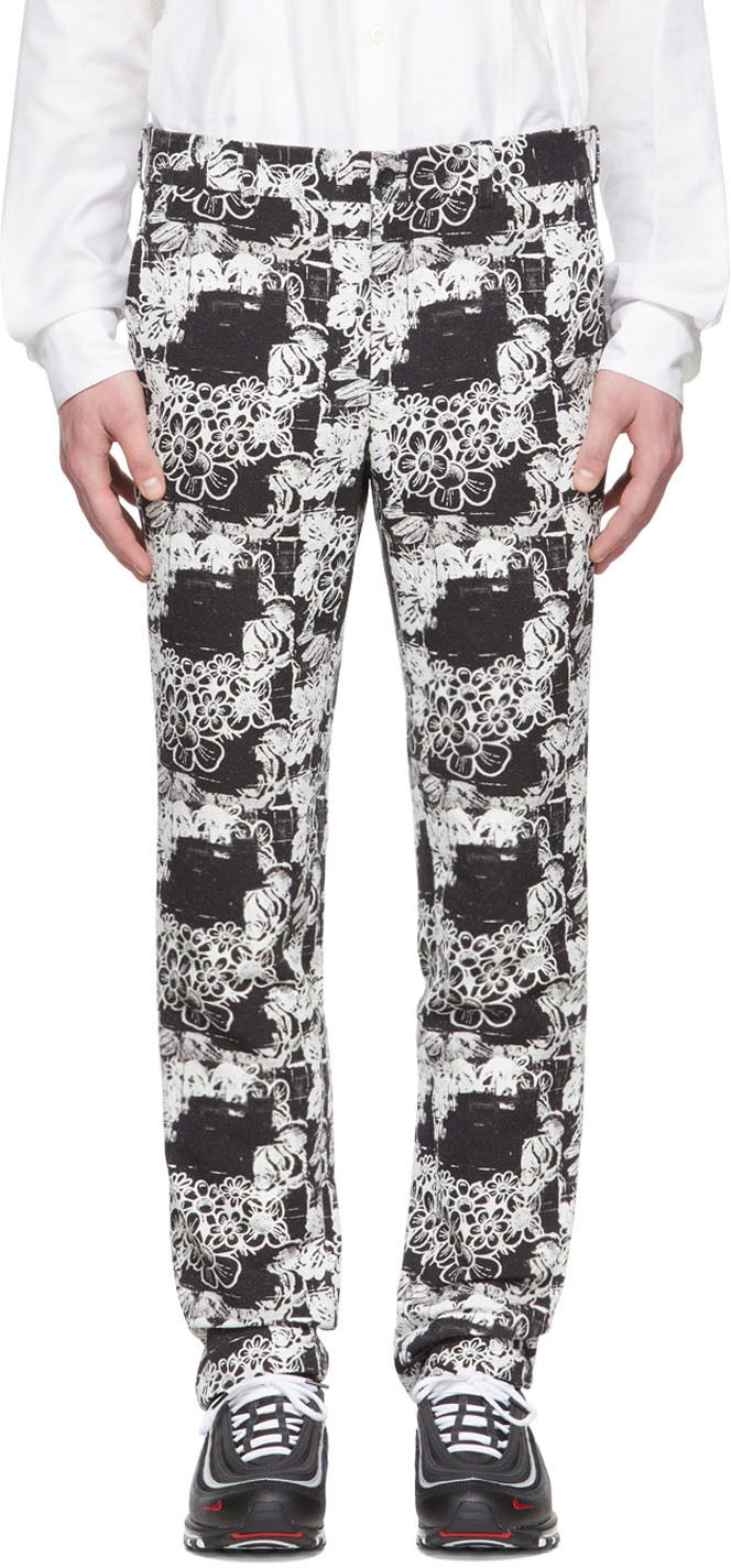 Nohavice Comme des Garçons Floral Print Cotton Trousers Čierna | PI-P042-1, 0