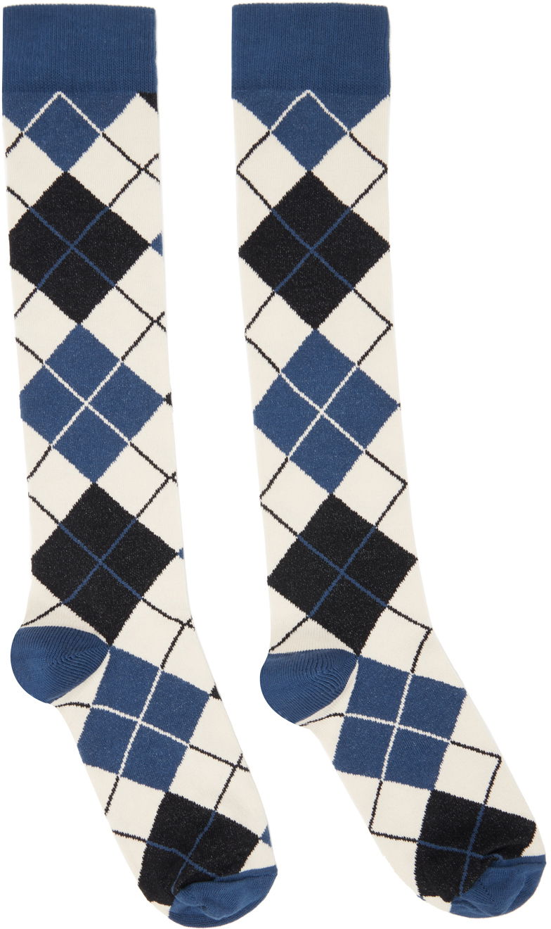 Ponožky Anna Sui Argyle Knee-High Socks Modrá | 624U92