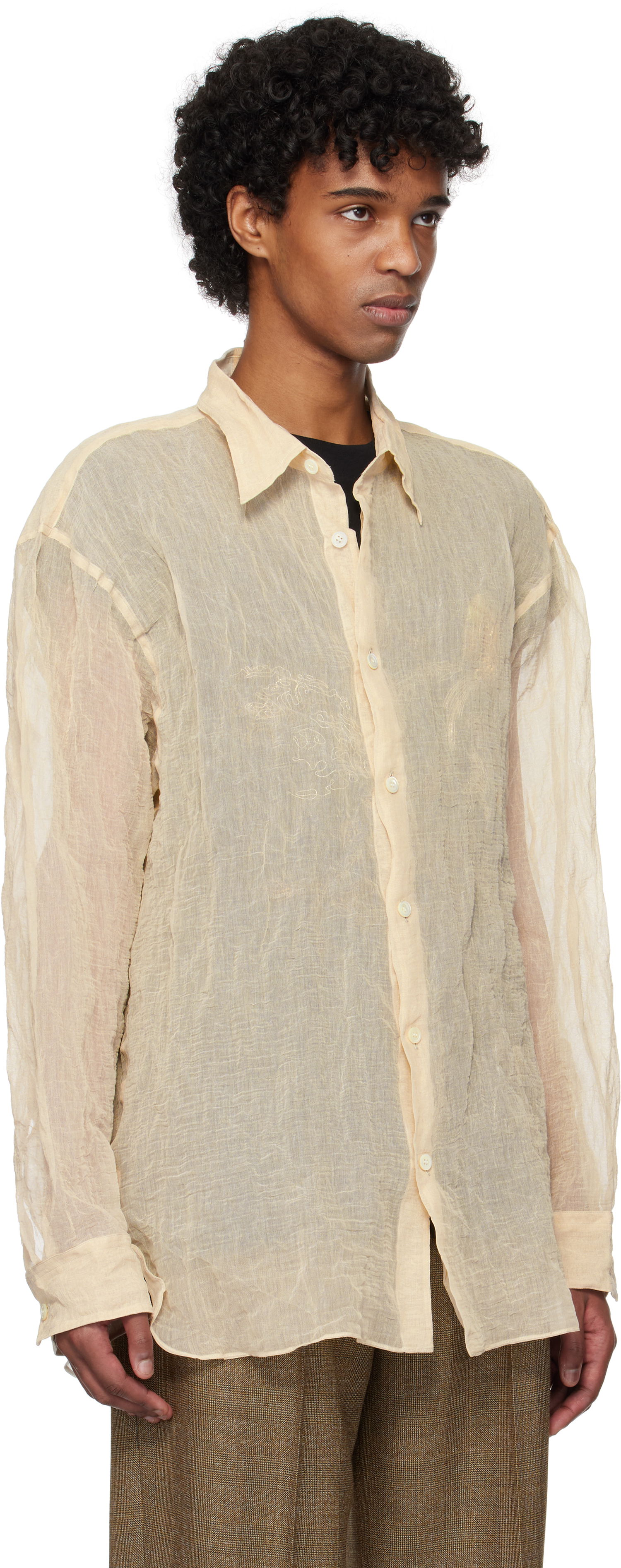 Košeľa Dries Van Noten Dries Van Noten Metallic Thread Shirt Béžová | 251-020732-1265, 1
