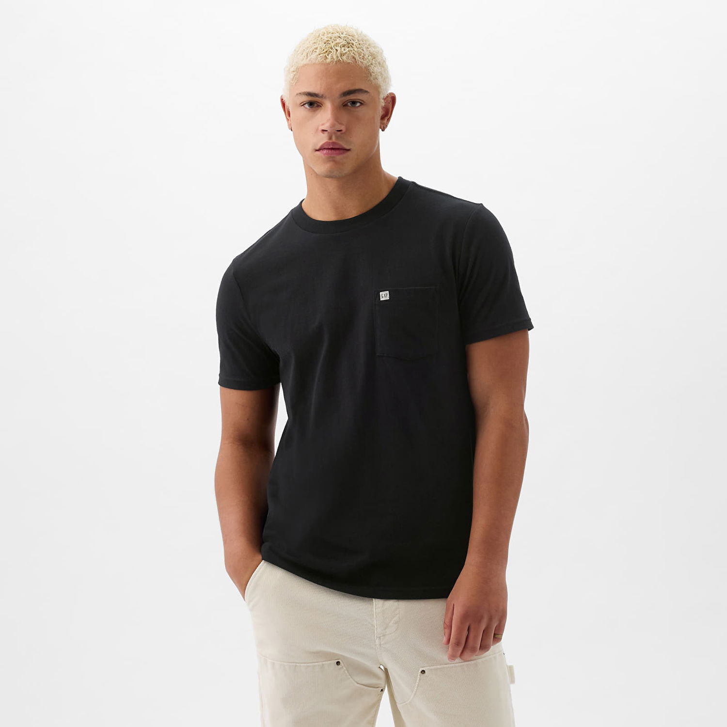 Tričko GAP Pocket Micro Logo Tee Black Čierna | 857901-05, 0