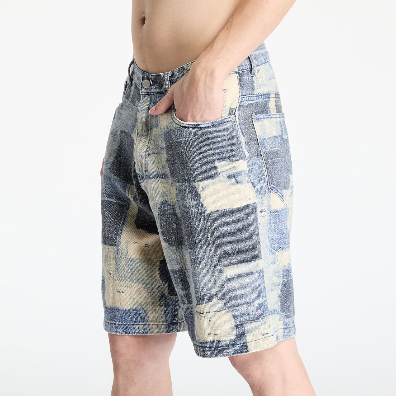 Šortky Pleasures Pleasures Boro Baggy Denim Shorts Modrá | P25SP032 INDIGO, 1