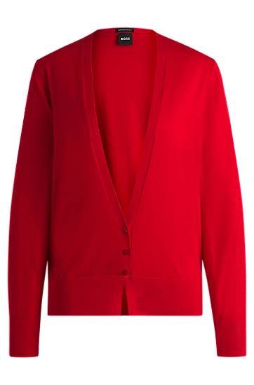 Sveter BOSS BOSS Virgin Wool V-Neck Cardigan Červená | 50530713, 0