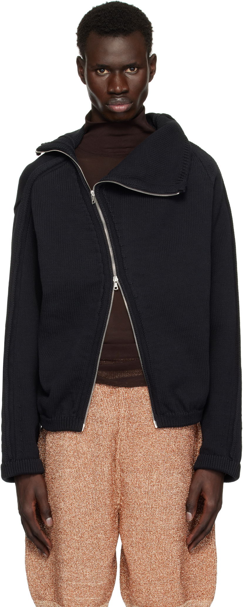 Sveter Dries Van Noten Dries Van Noten Zip Cotton Sweater Čierna | 251-021225-1704