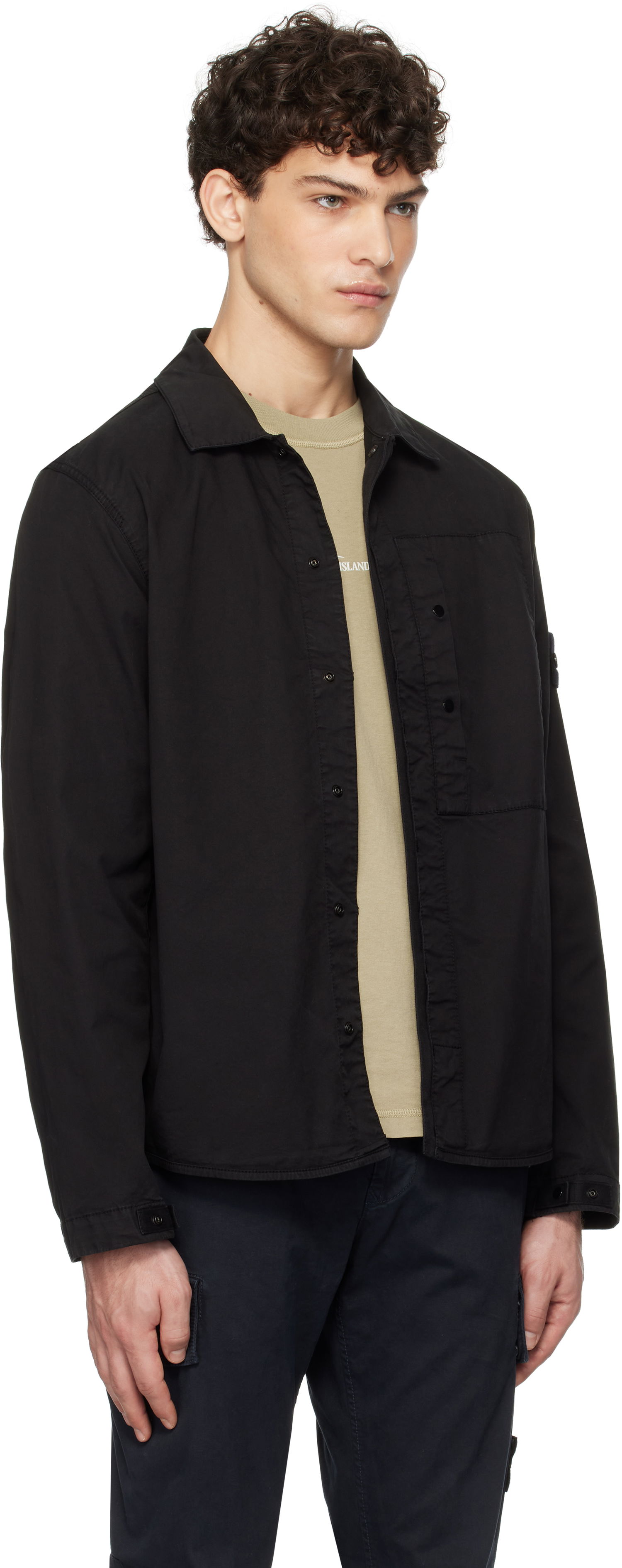 Košeľa Stone Island Stone Island Supima Cotton Twill Stretch-TC Overshirt Čierna | K1S15 1200033 S0010, 1