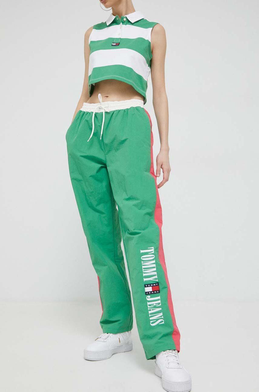 Tepláky Tommy Hilfiger Stripe Logo Print Joggers Zelené | DW0DW15378.PPYX, 0