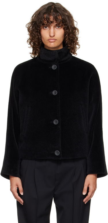 Bunda Max Mara Caladio Cropped Textured High Neck Button-Up Jacket Čierna | 2526086091600, 0