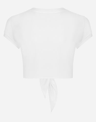 Crop Top Dolce & Gabbana Jersey T-shirt With Dg Logo And Knot Detail Biela | F8U06TFU7EQW0800, 1