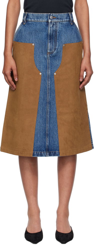 Sukňa Stella McCartney Stella McCartney Mixed Denim & Faux-Suede Midi Skirt Modrá | 6D04043SQH25, 0