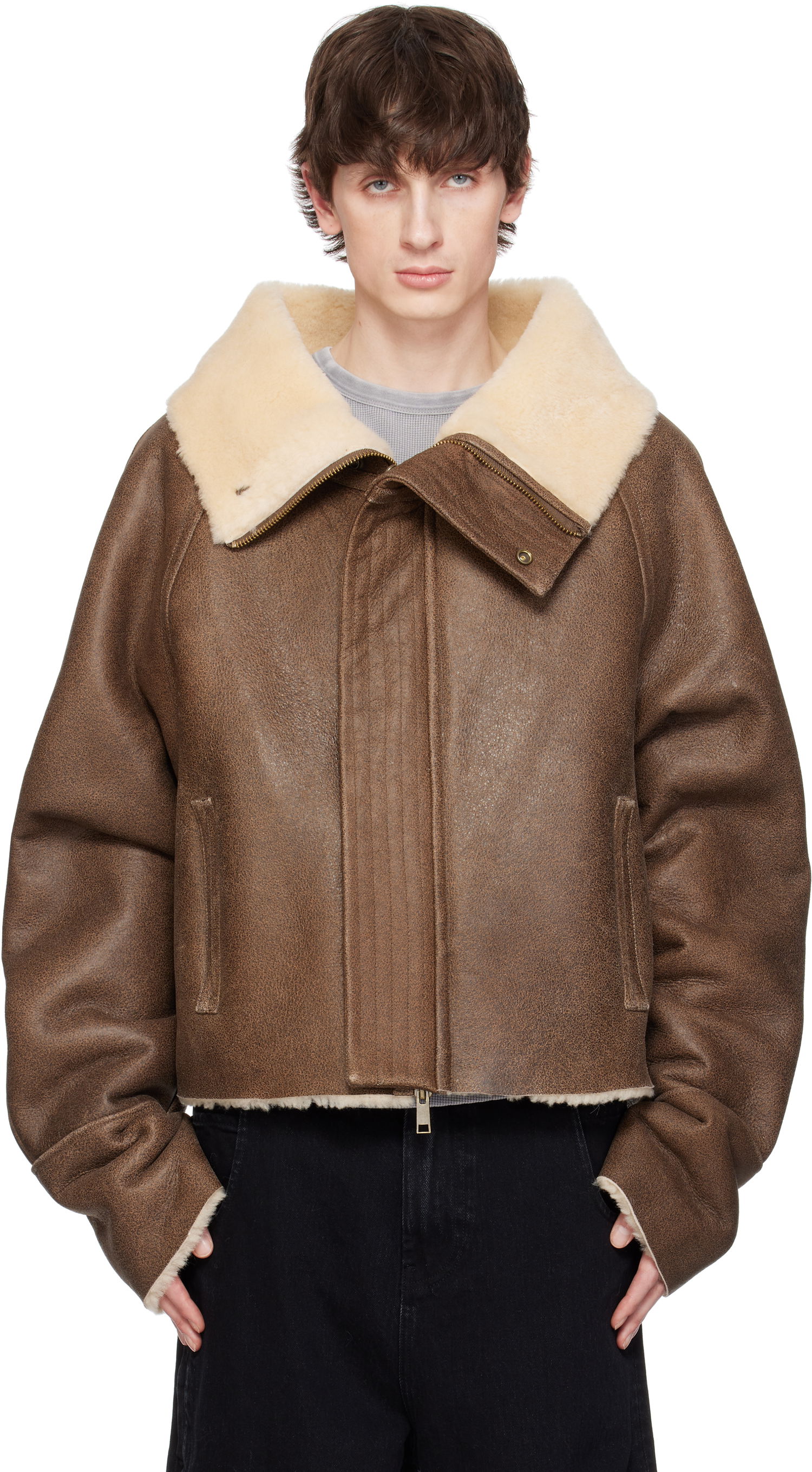 Bomber bunda Entire Studios Entire Studios Bulk Shearling Jacket Hnedá | ESU-S25-13014-CO, 0
